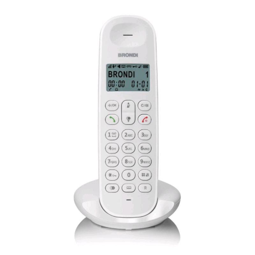 BRONDI TELEFONO LOTUS TELEFONO CORDLESS DECT GAP RUBRICA TELEFONIA 50 MEMORIE FINO A 5 PORTATILI COLLEGABILI BIANCO